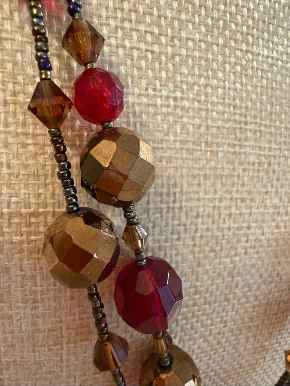 Lia Sophia Cinnabar 🌺 Red Pendant Multi Strand Beaded Statement Necklace